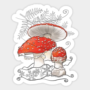 Amanita in the Winter, green Sticker